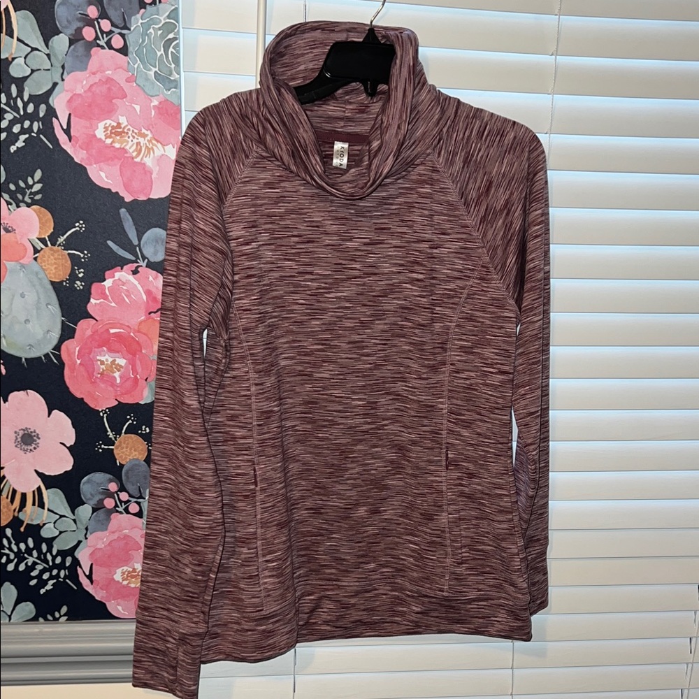 Kyodan Women's Heathered Burgundy Cowl Neck Sweater